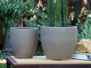 LARGE JUPITER PLANTER, PASTEL TAUPE, SET OF 3- 15.5"X14", 13"X12", 10"X10"