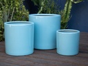 DRACAENA PLANTER, AQUA MARINE BRIGHT, SET OF 3- 16"X16", 13"X13", 10.5"X10"