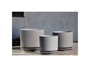 LARGE COMET PLANTER  WITH ATTACHED SAUCER,  JET CLAY, SET OF 3- 12"X10" 10"X8.5" 8"X8"