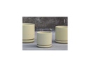 MID MODERN PLANTER WITH DETACHED SAUCER, CREAM WHITE, 14.0"X12.0", 14.0"X2.5"