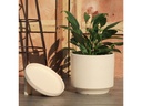 MID MODERN PLANTER WITH DETACHED SAUCER, IVORY CLAY, 10.0"X9.0", 10.0"X2.0"