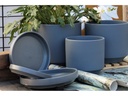 MID MODERN PLANTER WITH DETACHED SAUCER, JET GREY, 12.0"X10.5", 12.0"X2.5"