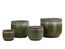MESA BLOOM PLANTER, TROPIC GREEN, SET OF3, 14"X13.5", 11"X10.5", 8.5"X8"