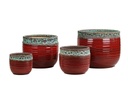 MESA BLOOM PLANTER, TROPIC RED, SET OF 3, 14"X13.5", 11"X10.5", 8.5"X8"