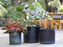 PEONY POT, INDIGO SPLASH, SET OF 3,  15"X13.5"  12"X11" 10"X9"