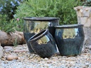 STANDARD GARDEN POT,ROUND PLANTER, DEEP BLUE SEA, SET OF 3 - 17.5" X 17.5", 14" X 14", 10" X 10.5"