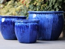 FISHBOWL GARDEN PLANTER, BLOSSOM BLUE, SET OF 3- 15.5"X14", 12"X11.5", 8.5"X9.5"