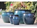 FISHBOWL GARDEN PLANTER, DEEP BLUE SEA, SET OF 5- 25.5"X19.5", 19.5"X15.5", 15.5"X14", 12"X11.5", 8.5"X9.5"