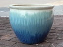 FISHBOWL GARDEN PLANTER, PEARL ON SEA FOAM BLUE, SET OF 4- 19.5"X15.5", 15.5"X14", 12"X11.5", 8.5"X9.5"
