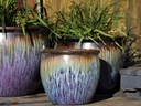FISHBOWL GARDEN PLANTER, RED COPPER ON VIOLET, SET OF 4- 19.5"X15.5", 15.5"X14", 12"X11.5", 8.5"X9.5"