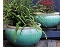LOW FISHBOWL PLANTER, PEARL ON SEA FOAM GREEN, SET OF 3- 20.0"X15.0", 15.5"X9", 11.5"X6.5",