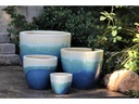 MANDEVILLA TAPERED PLANTER, PEARL ON SEA FOAM BLUE, SET OF 4- 18"X17.5", 15"X12.5", 11.5"X10.5", 7.5"X6.5"