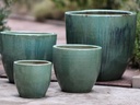 MANDEVILLA TAPERED PLANTER, RUSTY GREEN, SET OF 4- 18"X17.5", 15"X12.5", 11.5"X10.5", 7.5"X6.5"