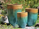 MIAMI PLANTER, GOLD ON TURQUOISE, SET OF 3- 18.0"X25.5", 14.5"X21.0", 12.0"X18.0"