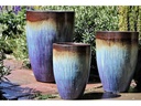 MIAMI PLANTER, RED COPPER ON VIOLET, SET OF 3- 18.0"X25.5", 14.5"X21.0", 12.0"X18.0"