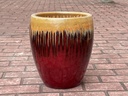 VICTORIA AGAVE PLANTER, GOLD ON OX RED, SET OF 4- 19.5"X21", 15.5"X16.5", 11"X12.5", 8"X7"