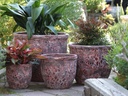 CANA GARDEN PLANTER, CORAL RED RUST, SET OF 4 - 24"X20", 19"X17", 16"X13", 12"X10"
