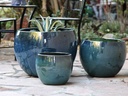 LOW MILANO PLANTER, GREEN  MIRAGE, SET OF 3 - 21.5" X 15.5", 16.0" X 12.0", 12.0" X 10.0"
