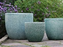 COCO POTS,CORAL GREEN, SET OF 3-19"X17", 15'X13", 12"X11"