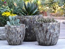 COCO POTS, CORAL GREY, SET OF 3-19"X17", 15'X13", 12"X11"