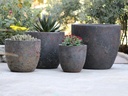 COCO POTS, CORAL RUST, SET OF 4- 23"X20", 19"X17", 15'X13", 12"X11"