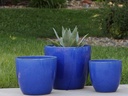 COCO POTS, FALLING BLUE, SET OF 3-19"X17", 15'X13", 12"X11"