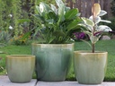 COCO POTS, MOSS SEA GREEN, SET OF 3-19"X17", 15'X13", 12"X11"