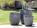 MILANO CONE PLANTER, CORAL BLACK, SET OF 3 - 18"X19.5", 14.5"X15.5", 12"X13.5"