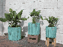 BRULEE PLANTER, MATTE TURQUOISE, SET OF 3- 15.0" X 14.0", 12.0" X 11.5", 9.5" X 8.5"