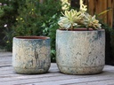 DELPHINIUM PLANTER, AEGEAN BLUE,SET OF 2- 16.5" X 15.0, 12.5" X 12.0"