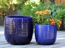 ZINNIA PLANTER, FALLING BLUE, SET OF 2- 15.5: X 15.0", 12.0" X 11.5"