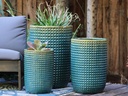 TALL WAFFLE PLANTER, TURQUOISE GREEN,  SET OF UP, 16.5"X23.5", 13.5"X19.5", 10.5"X15.5"