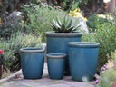 TALL GARDEN POT, TURQUOISE GREEN, SET OF 4-23.5" X27", 19.5"X21.5", 15.5"X17.0", 11.5"X13.5"