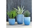 TALL MILANO CONE PLANTERS, CORAL AQUA, SET OF 3- 17"X23", 13"X18", 11"X14