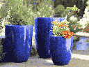 TALL MILANO CONE PLANTERS, FALLING BLUE, SET OF 3- 17"X23", 13"X18", 11"X14
