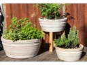 ENGLISH TUMBLED POTS LOW, COTTAGE WHITE, SET OF 3- 15.0" X 7.0", 13.0" X 6.0", 10.0" X 4.5"