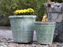 ENGLISH TUMBLED POTS MEDIUM, AEGEAN GREEN, SET OF 2 - 15.0" X 14.0", 11.0" X 11.0"