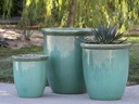 HIGH CANA POTS, GREEN STREAM, SET OF 3 - 20"X22", 16"X19", 12"X11"