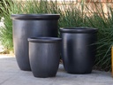 HIGH CANA POTS, MATTE BLACK, SET OF 3 - 20"X22", 16"X19", 12"X11"