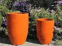 TALL BARREL PLANTER, ORANGE, SET OF 2 - 22"X32.5", 18"X26"