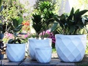 DIAMOND PLANTER, WHITE WHITE, SET OF 4, XLG, ABC, 21.5"X18.0", 17.5"X15.0", 14.0"X12.5", 12.0"X10.0"