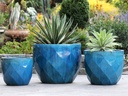 DIAMOND PLANTER, FALLING AQUA, SET OF 3 - XXL, XL, A, 26.5"X21.5", 21.5"X18.0", 17.5"X15.0"