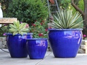 FISH BOWL POTS, FALLING BLUE, SET OF 3 - 30.0''X25.0'', 23.0''X21.0'', 17.5''X17.0''