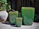 ROUND SQUARE POTS, FERN GREEN, SET OF 3 - 16.5”X22.5”, 12.0”X17.0”, 8.0”X11.0”