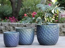 BERBER PLANTER, CRYSTAL BLUE, SET OF 3 - 18.0" X 15.0", 14.0" X 12.0", 11.5" X 12.0"