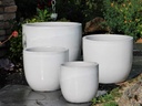 EGG SHELL POTS, WHITE, SET OF 4  22.5" X 18.0", 17.5" X 15.0", 14.0" X 12.0", 11.5" X 12.0"