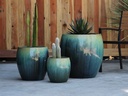 JAM'S PLANTER, CRYSTAL GREEN,  SET OF 3-  20.0" X 22.5", 15.5" X 16.5", 11.0" X 12.0"