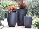 MID HEIGHT BARREL PLANTER, MATTE BLACK, SET OF 3- 18.0"x26.0", 14.0"x20.5", 11.5"x16.5"