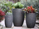MID HEIGHT BARREL PLANTER, SILVER ROCK, SET OF 3-  18.0"x26.0", 14.0"x20.5", 11.5"x16.5"