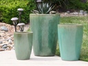 SLIM ROUND PLANTER, GREEN STREAM, SET OF 3 - 16.0" X 24.0", 14.0" X 18.5", 11.0 X 15.0"